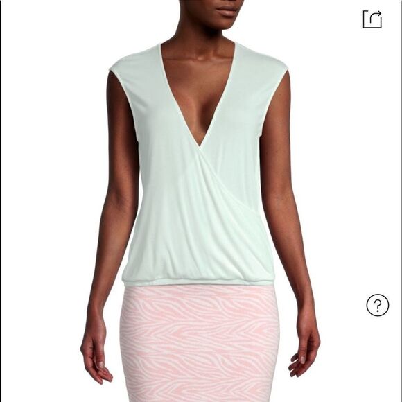 BCBGMAXAZRIA Surplice Sleeveless Top In Harbor.Size S - Picture 1 of 10